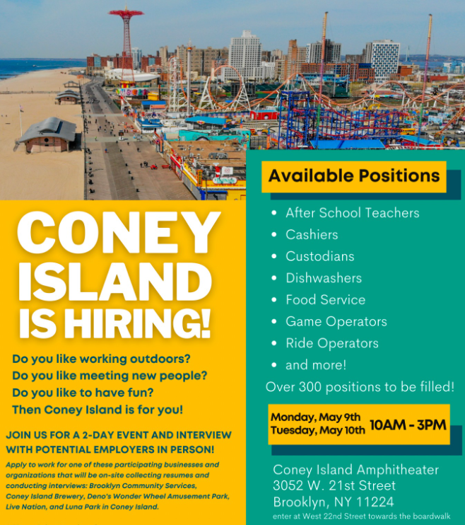 Coney Island Job Fair May 9th and 10th