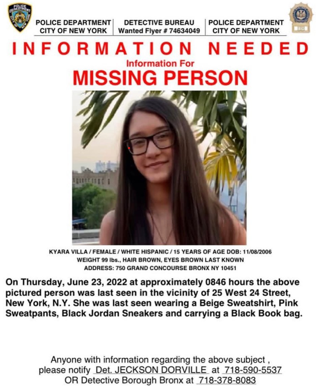 Kyara Villa - Missing 15 Year Old From Bronx NY. June 2022