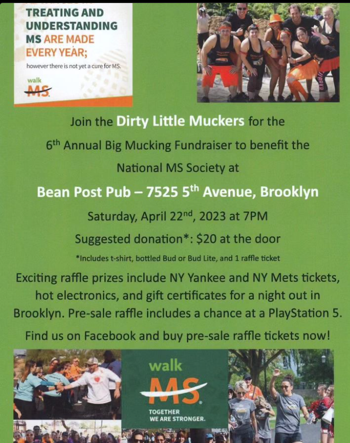 MS Fundraiser and Other Bay Ridge Events APril 22nd and 23rd in Bay Ridge