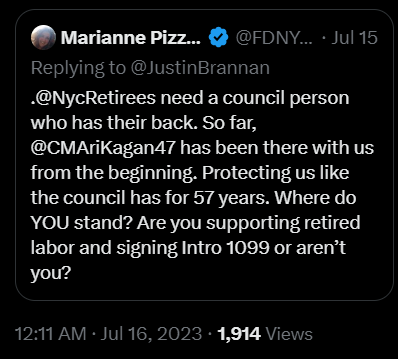 Justin Brannan is not supporting NYC Retirees, But Ari Kagan has supported them from the start.  NYC Council District 47